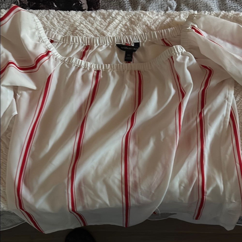 White Blouse with Red Stripes